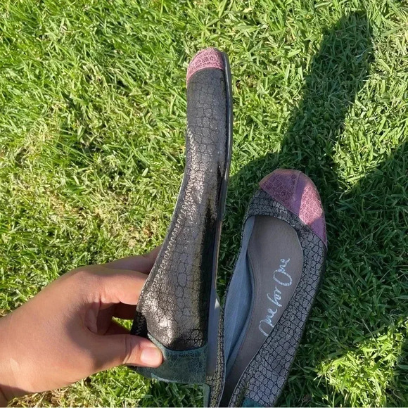 Toms One for One Genuine Leather Color-block Ballet Flats Size 7 - Picture 10 of 12